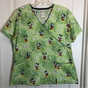 Disney Mickey Mouse V-Neck Scrub Top  Size L